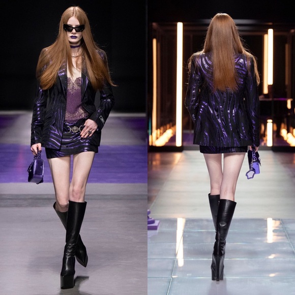 NWT Versace Black Leather Tempest Platform Tall Boots - Picture 13 of 13